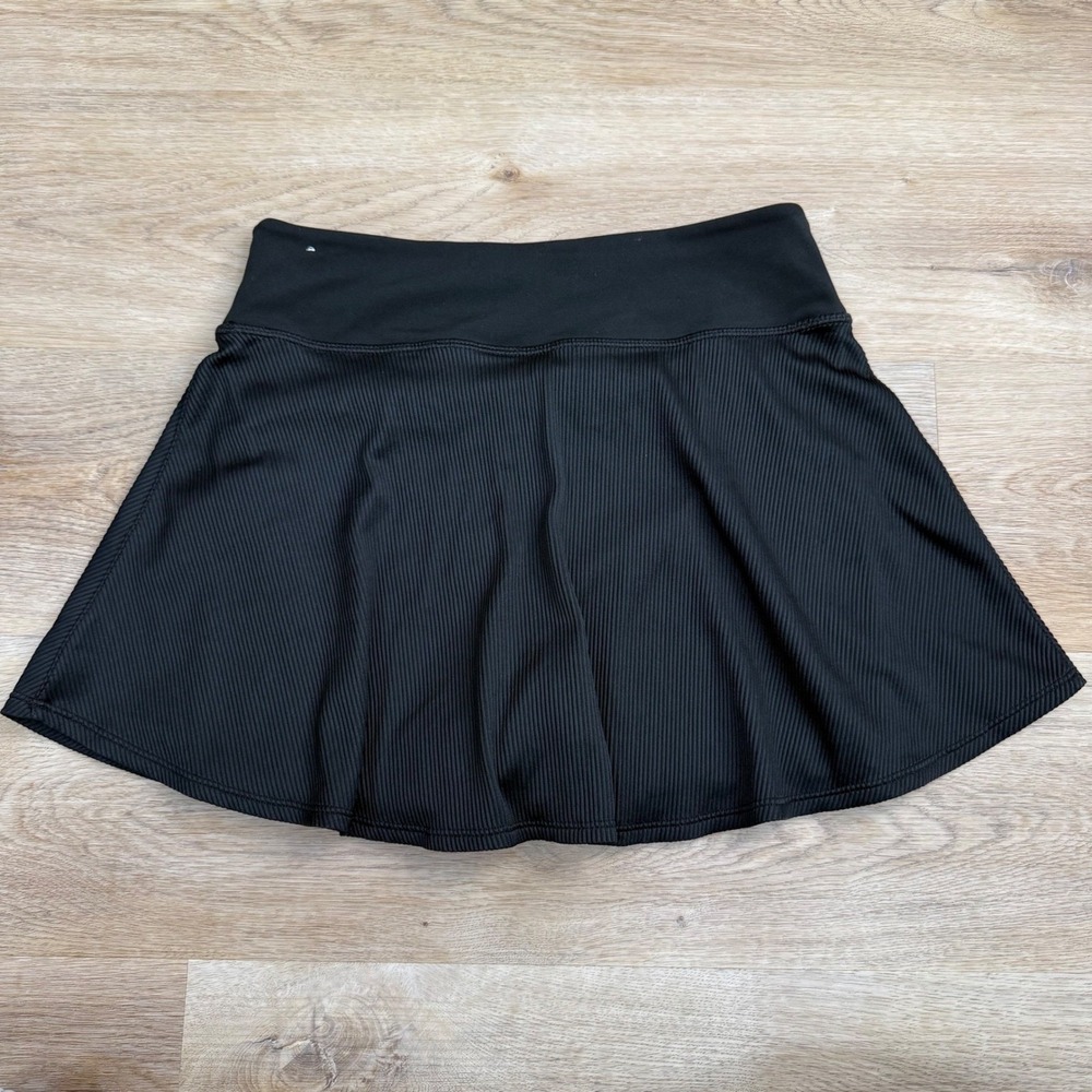 Nike Dri-FIT Ribbed Tennis Skort Women Medium Black Sporty Active - Picture 7 of 7